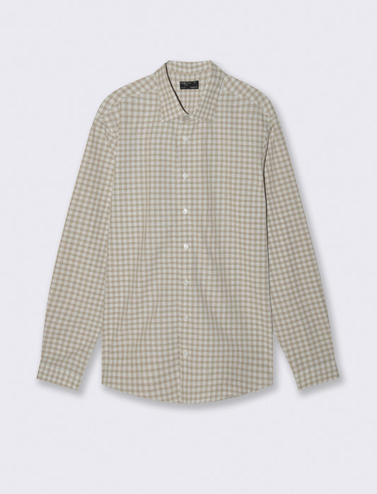 Camicia a quadri regular fit in cotone - Verde salvia
