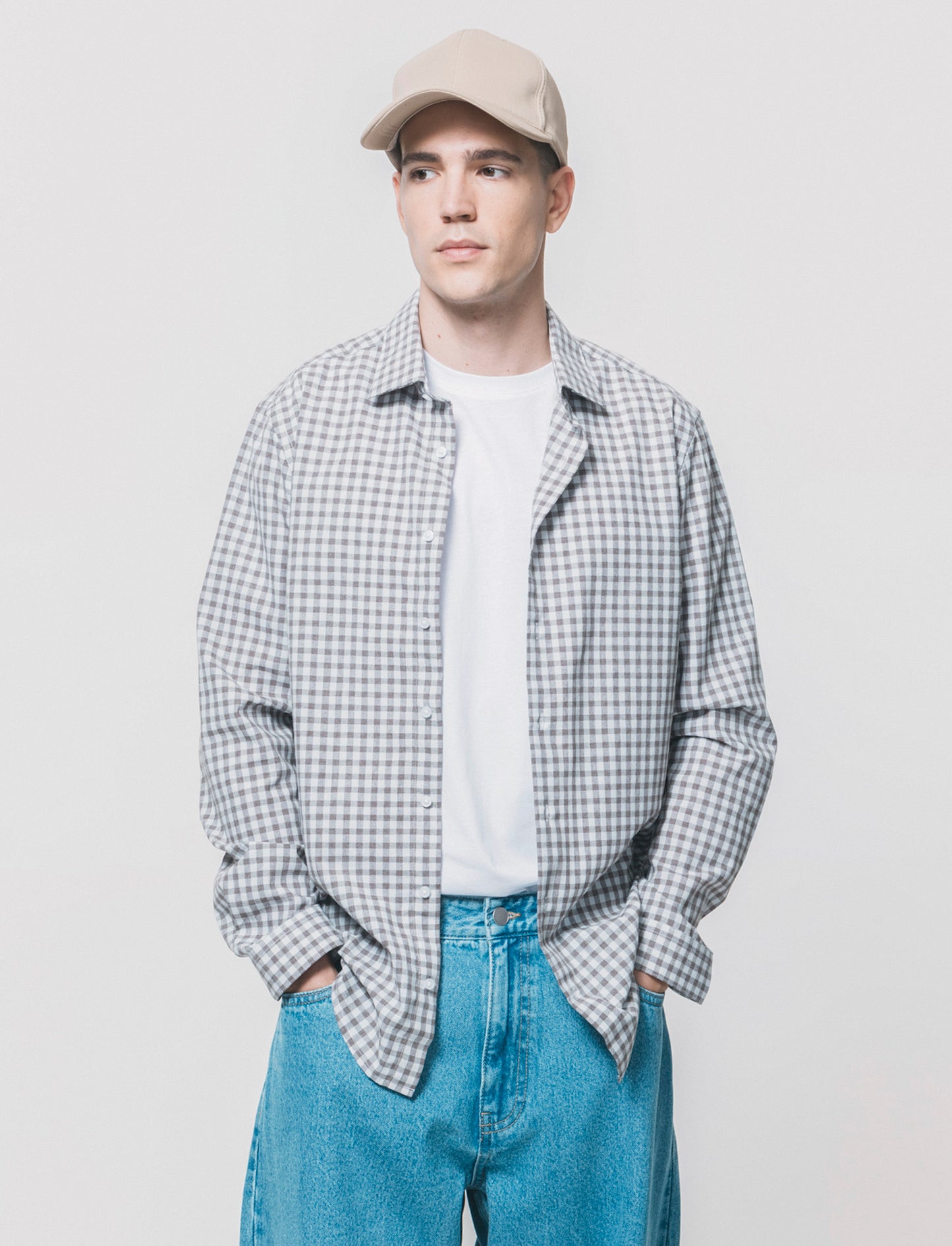 Camicia a quadri regular fit in cotone - Moro