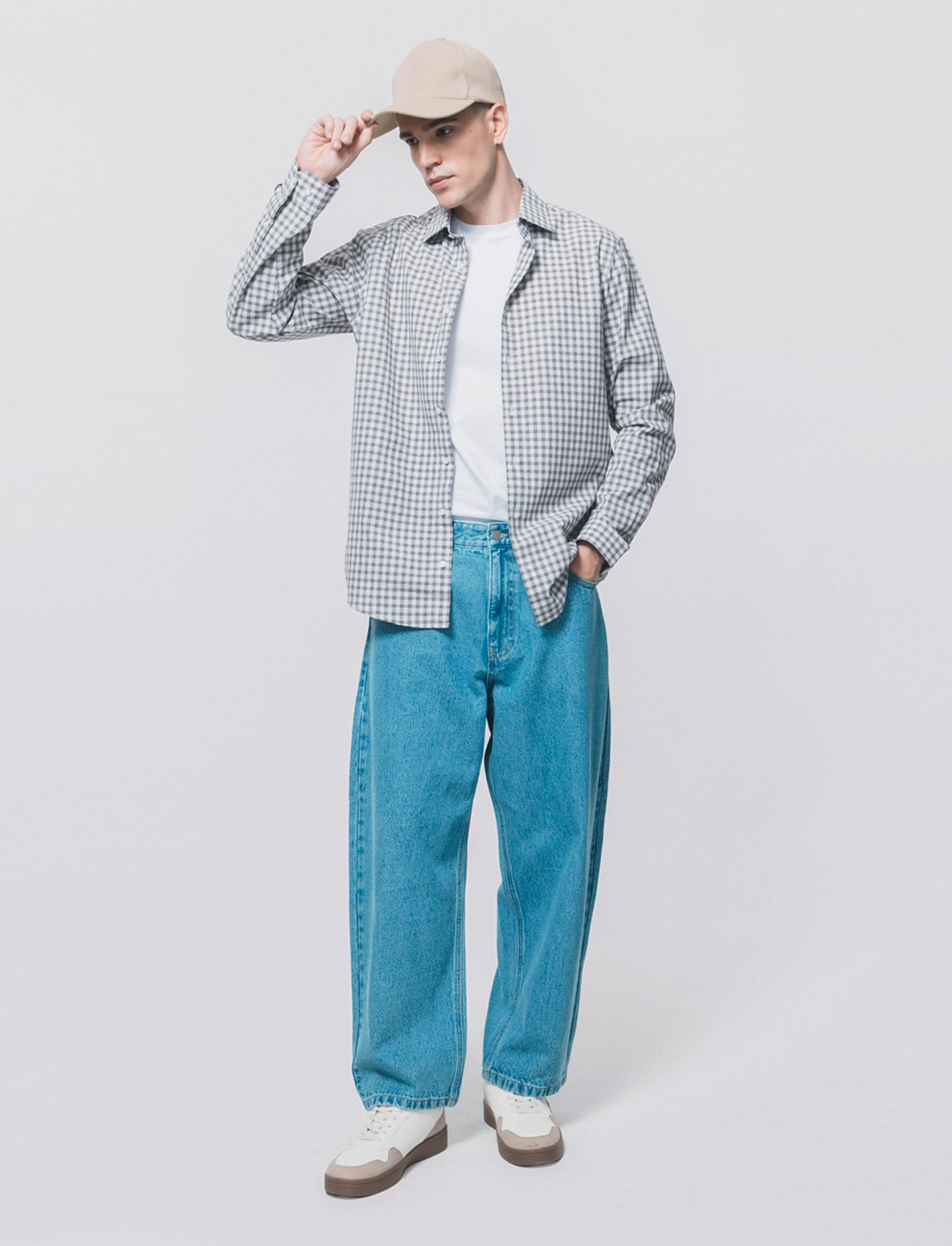 Camicia a quadri regular fit in cotone - Moro
