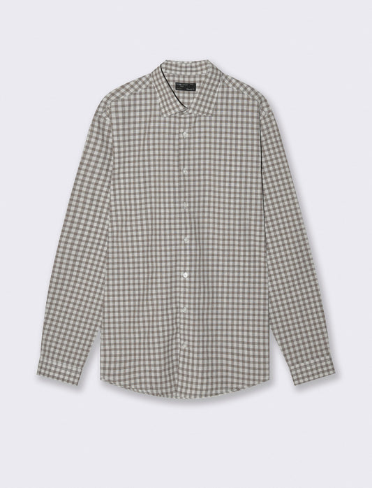 Camicia a quadri regular fit in cotone - Moro