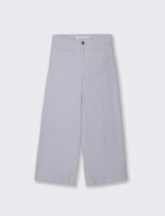 Pantalone gamba larga in cotone per bambina - Lilla