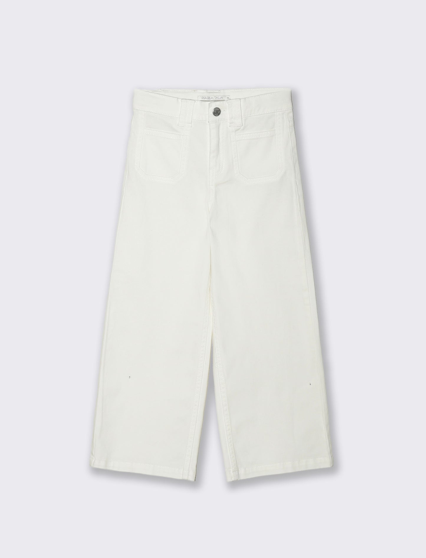Pantalone gamba larga in cotone per bambina - Bianco latte