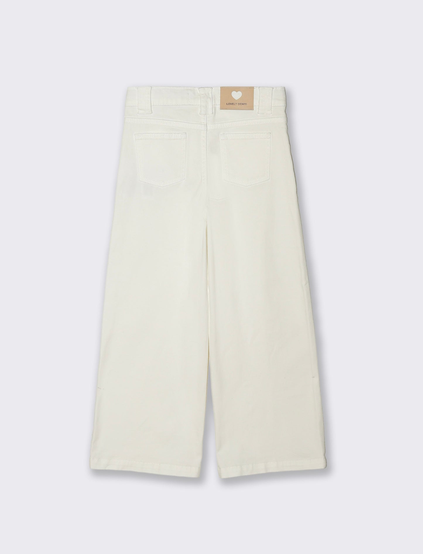 Pantalone gamba larga in cotone per bambina - Bianco latte