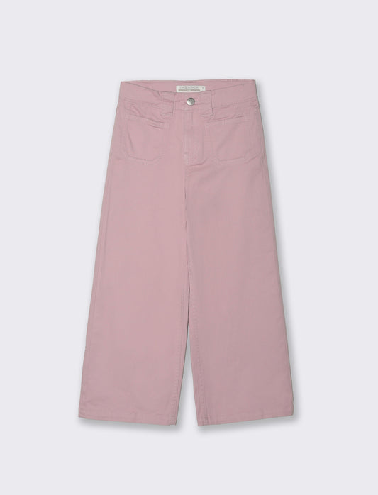 Pantalone gamba larga in cotone per bambina - Rosa chiaro