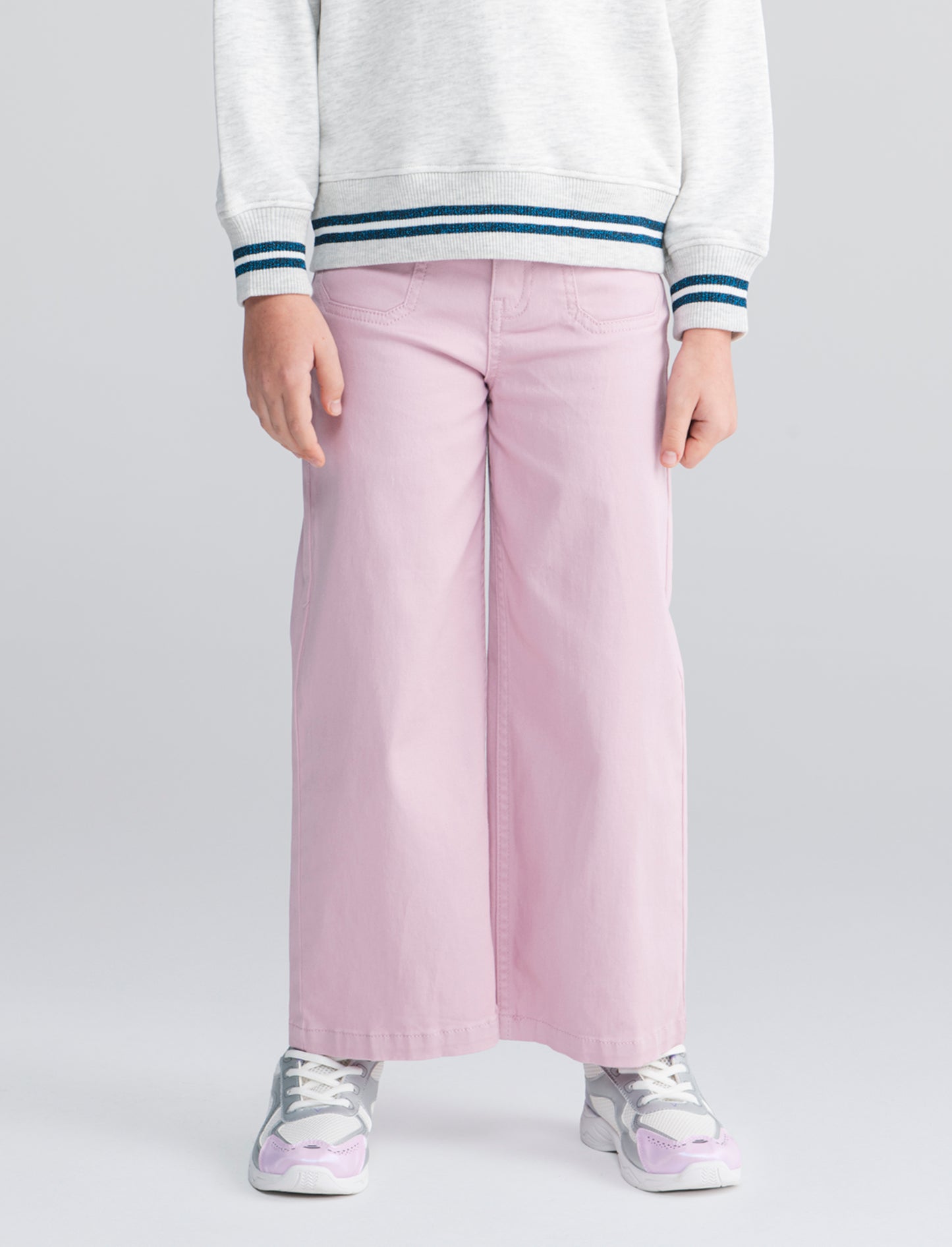 Pantalone gamba larga in cotone per bambina - Rosa chiaro
