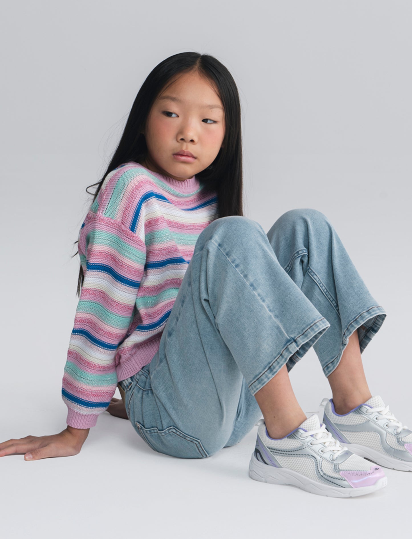 Jeans elastico wide leg per bambina - Denim chiaro