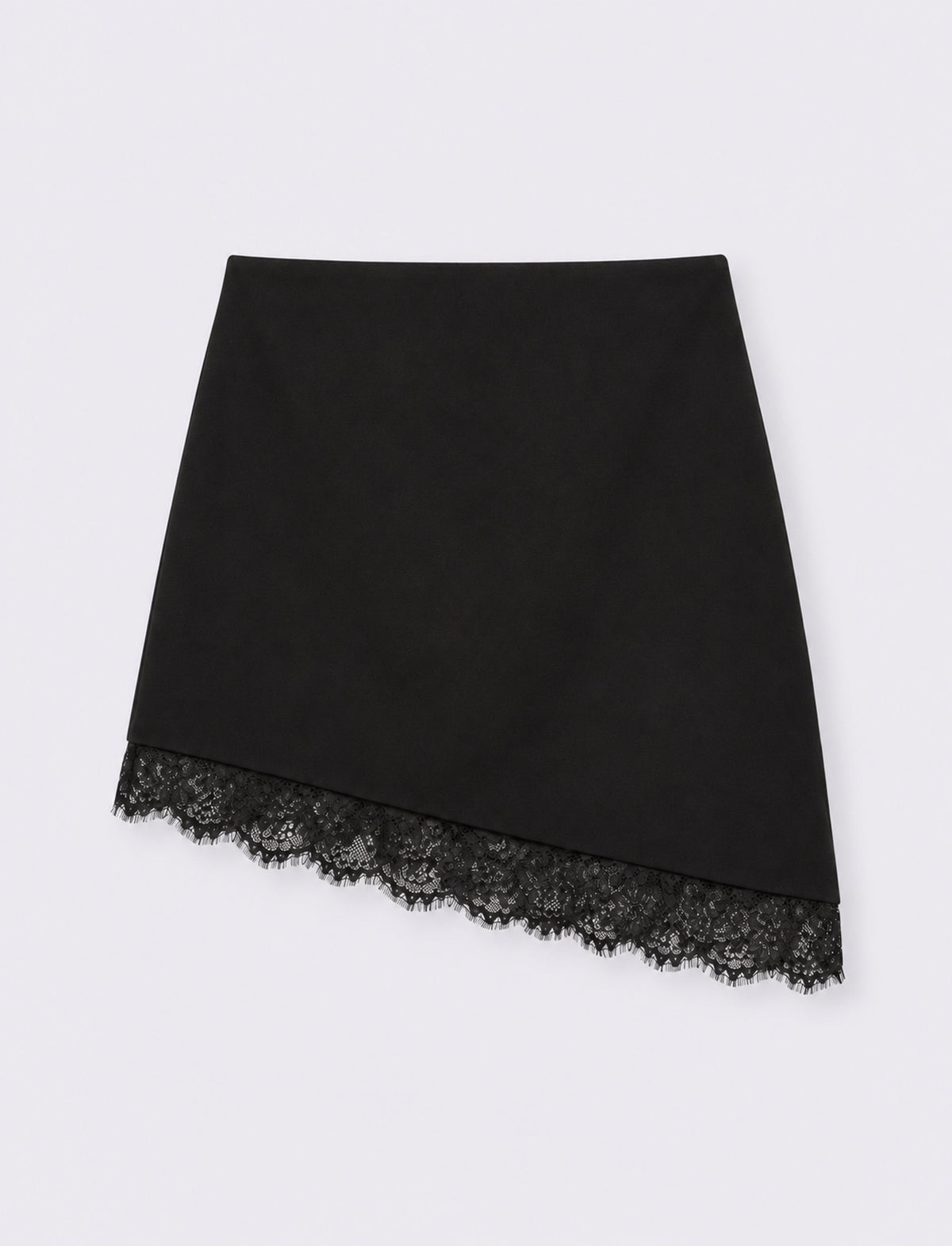 Short skirt with asymmetric hem - Black