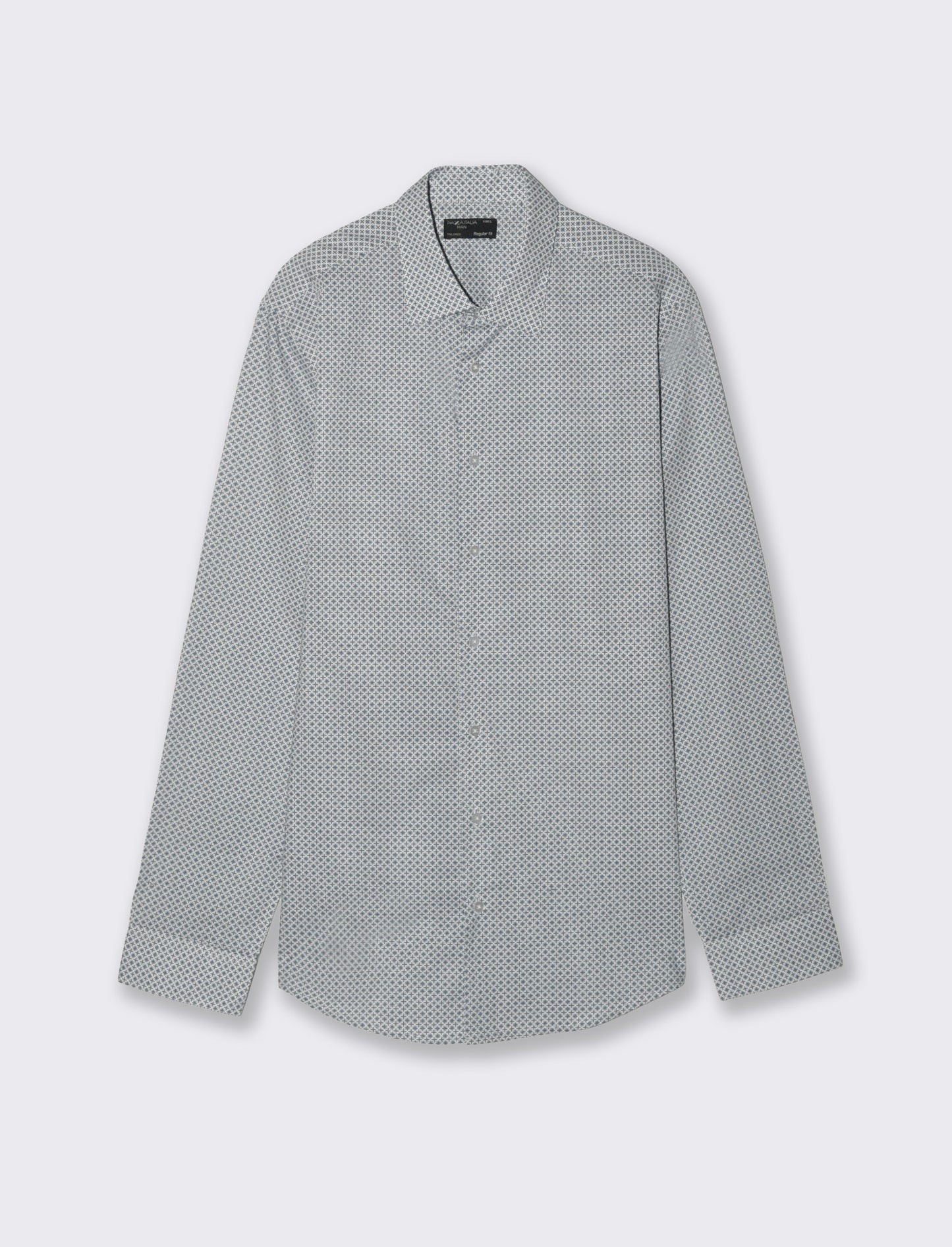 Camicia Regular Fit Micro Fantasia - Grigio ghiaccio