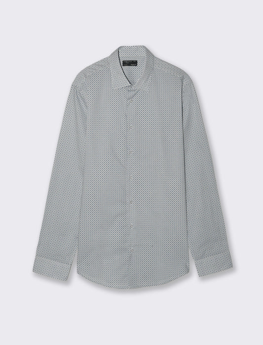 Camicia Regular Fit Micro Fantasia - Grigio ghiaccio