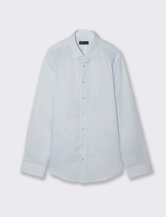 Camicia Regular Fit Micro Fantasia - Azzurro