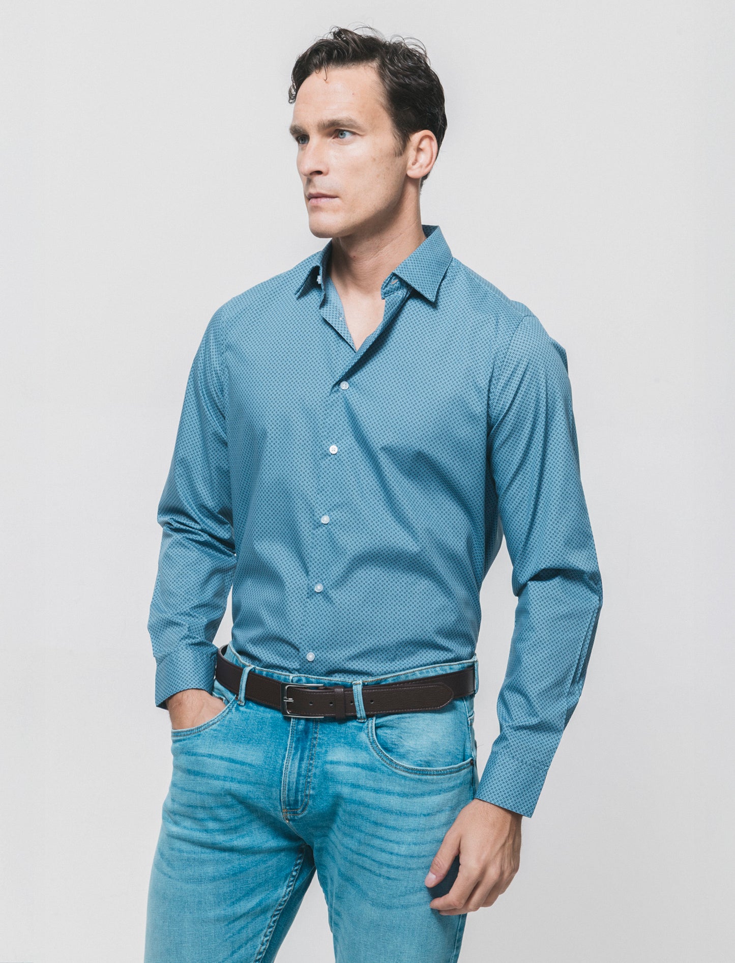 Camicia Regular Fit Micro Fantasia - CARTA DA ZUCCHERO