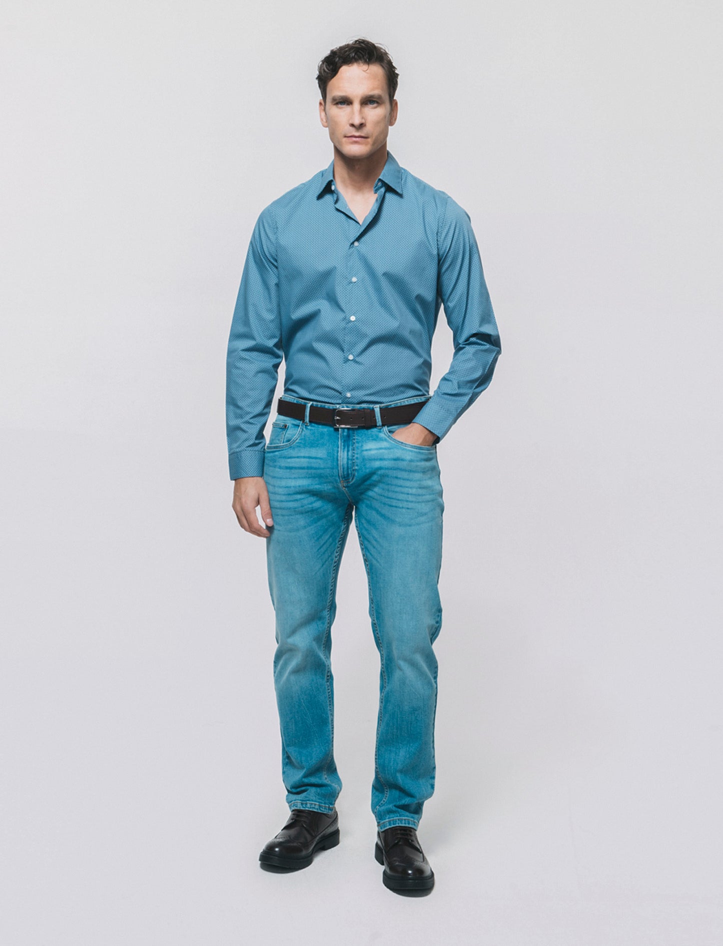 Camicia Regular Fit Micro Fantasia - CARTA DA ZUCCHERO
