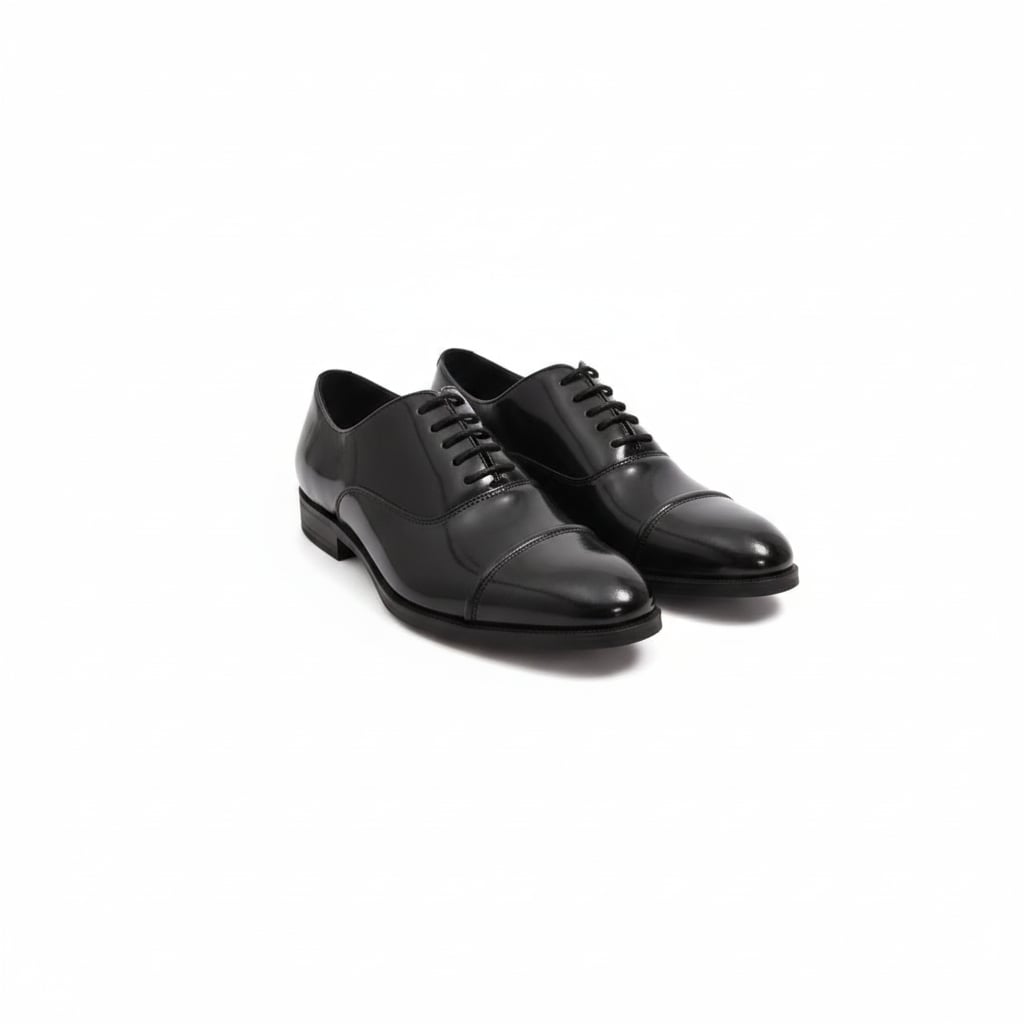 Scarpa stringata lucida da uomo. - Nero