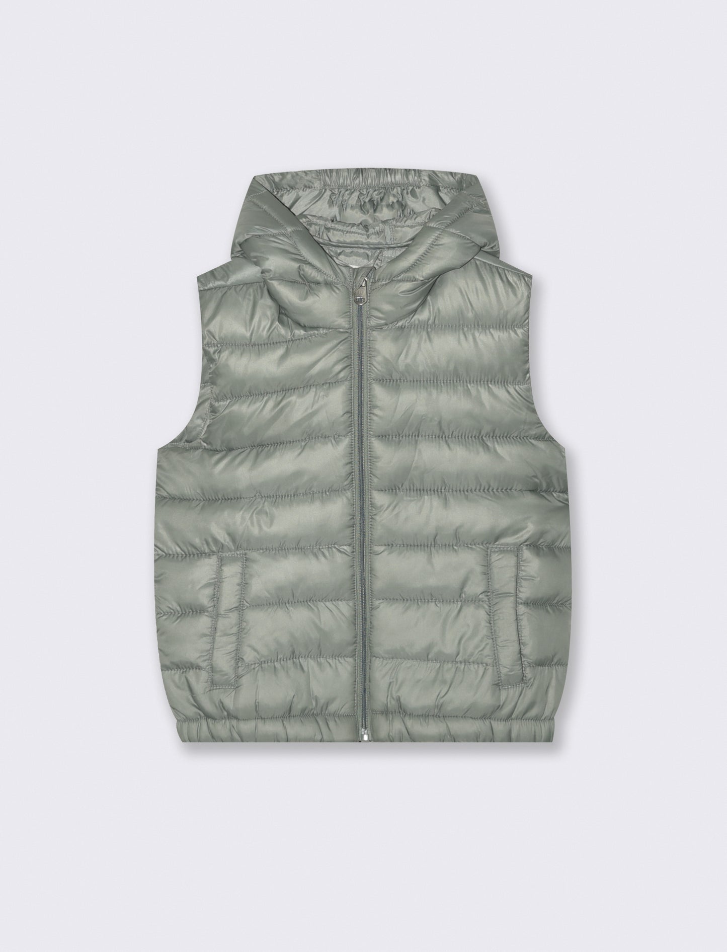 Gilet imbottito leggero con cappuccio - Verde salvia