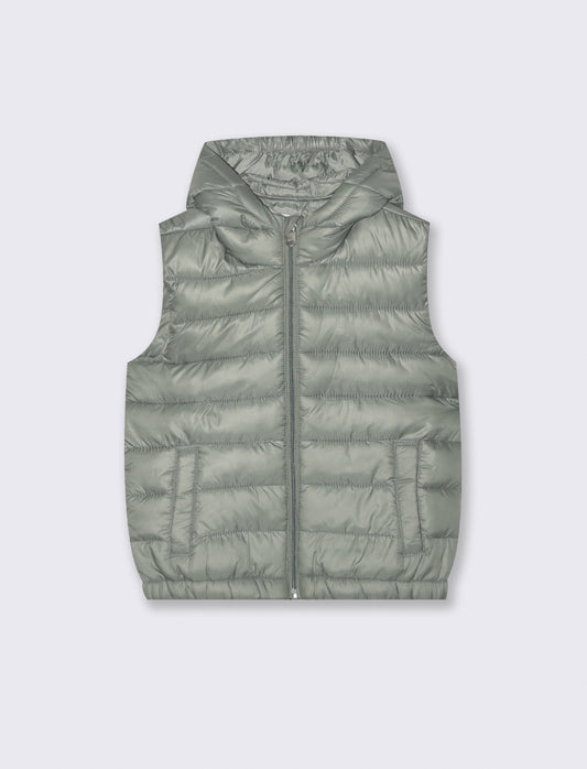 Lightweight Padded Gilet with Hood - Green