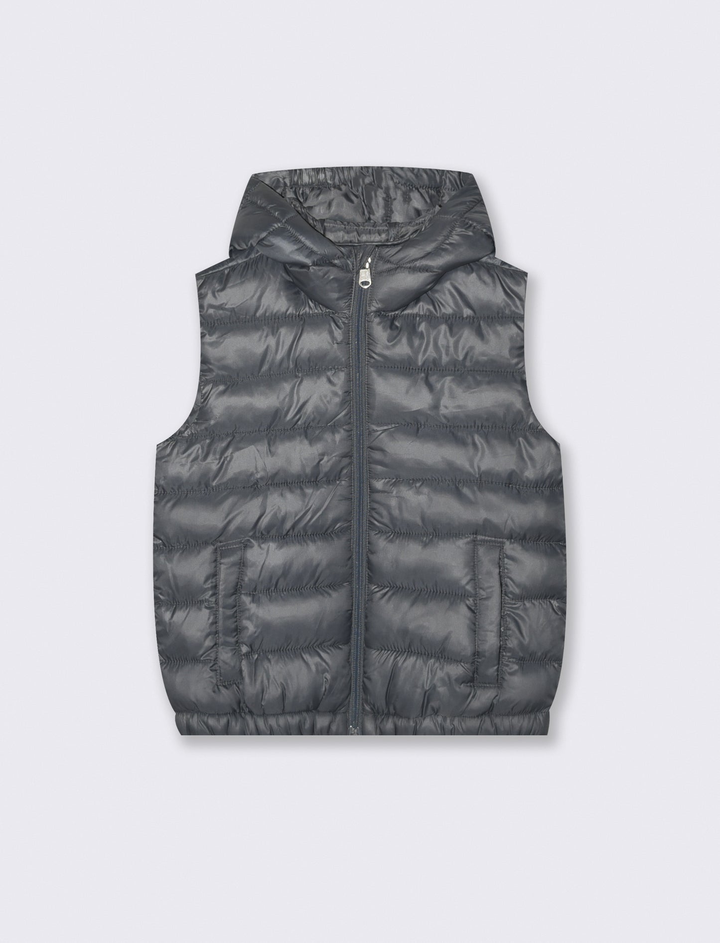 Gilet imbottito leggero con cappuccio - Grigio