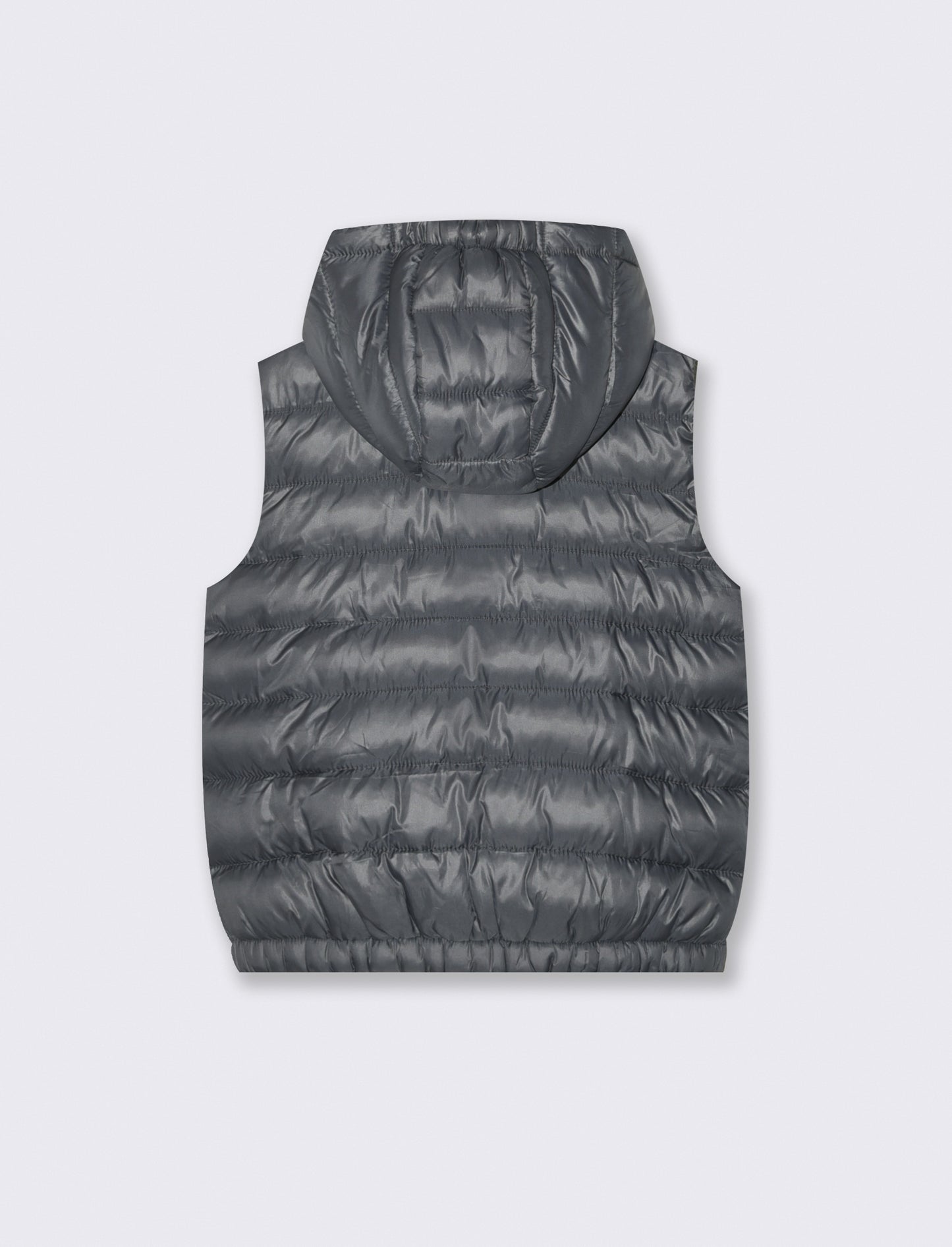 Gilet imbottito leggero con cappuccio - Grigio