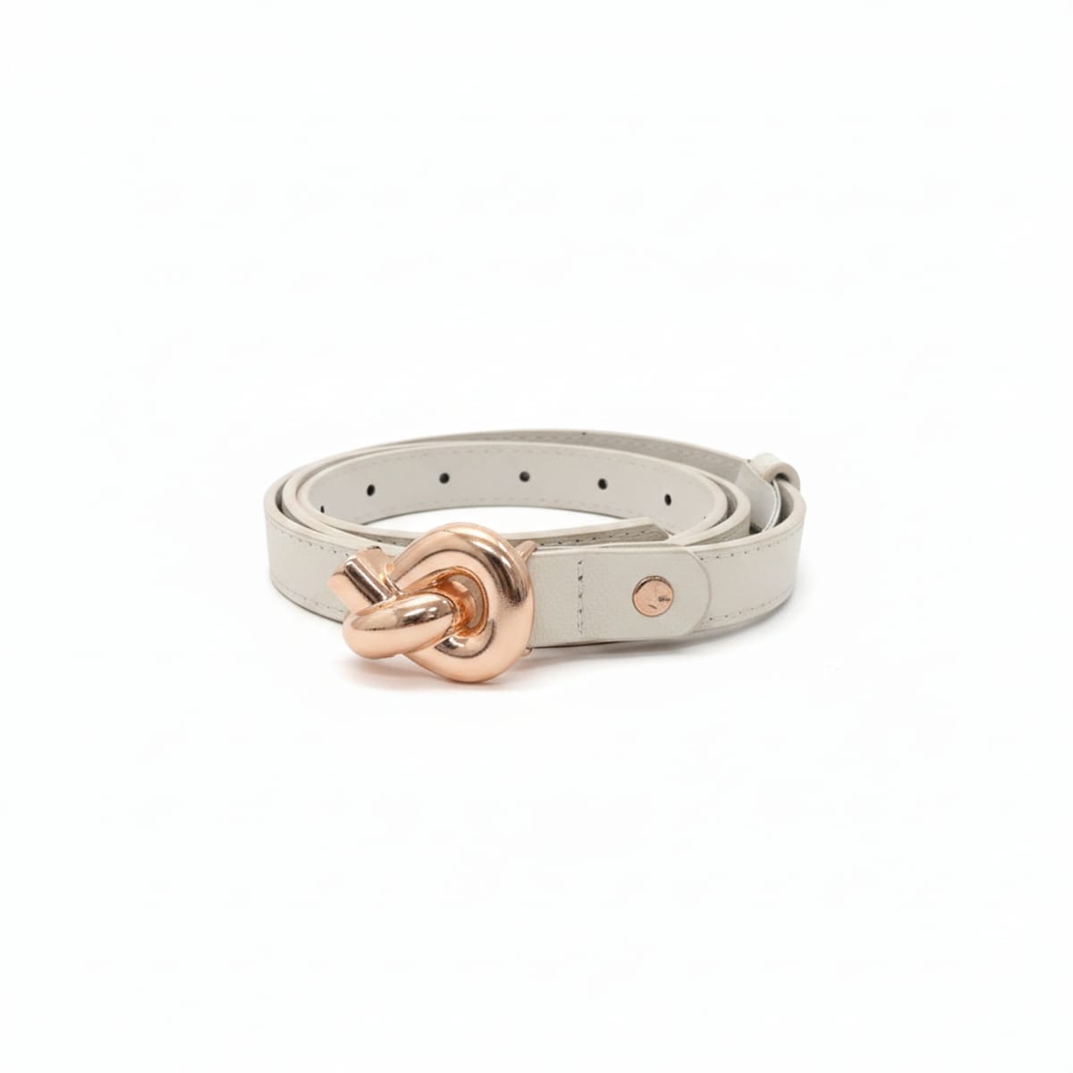 Cintura donna sottile fibbia nodo 2cm - Bianco sporco
