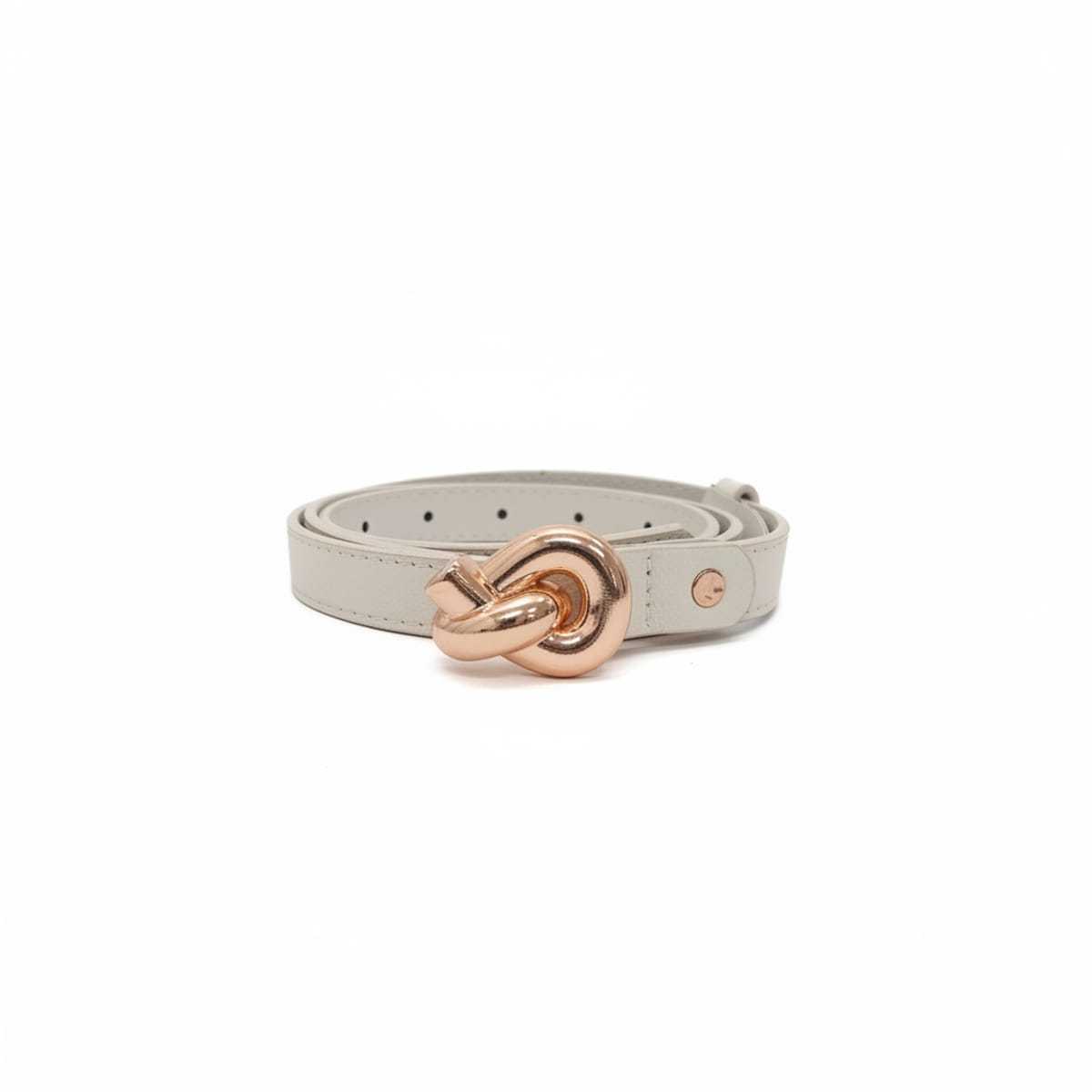 Cintura donna sottile fibbia nodo 2cm - Bianco sporco