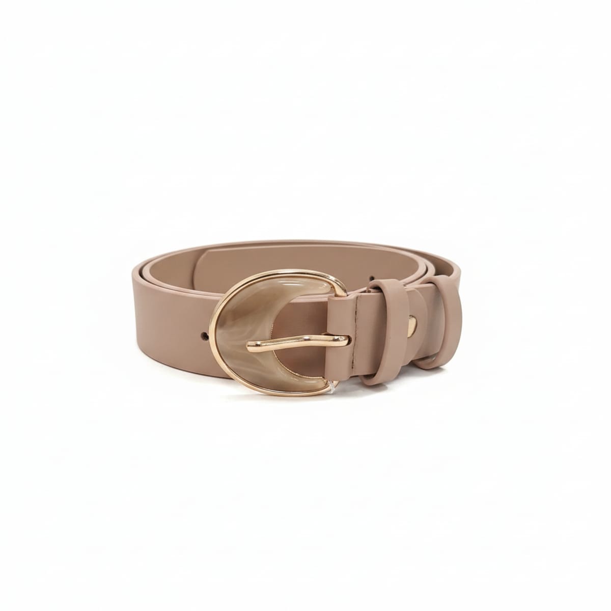 Cintura donna liscia fibbia perla mezzaluna - Beige