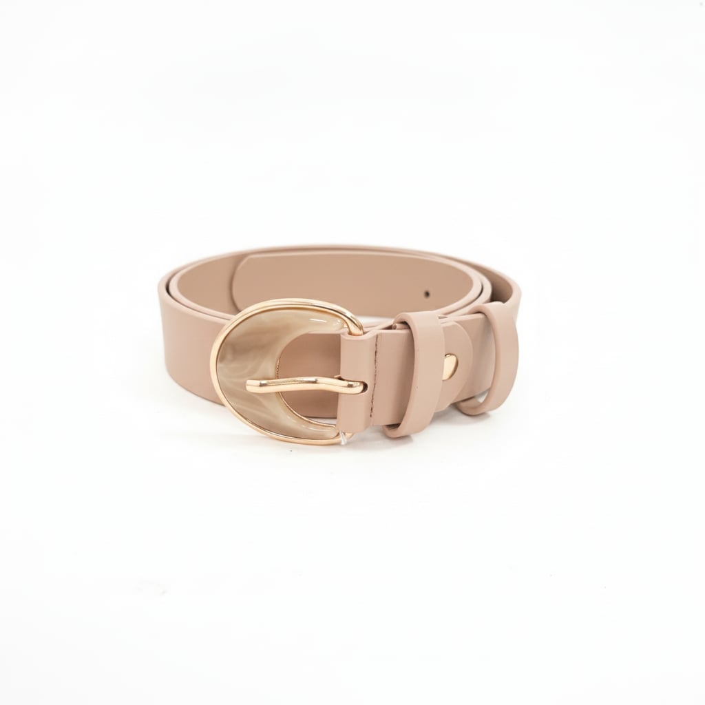 Cintura donna liscia fibbia perla mezzaluna - Beige