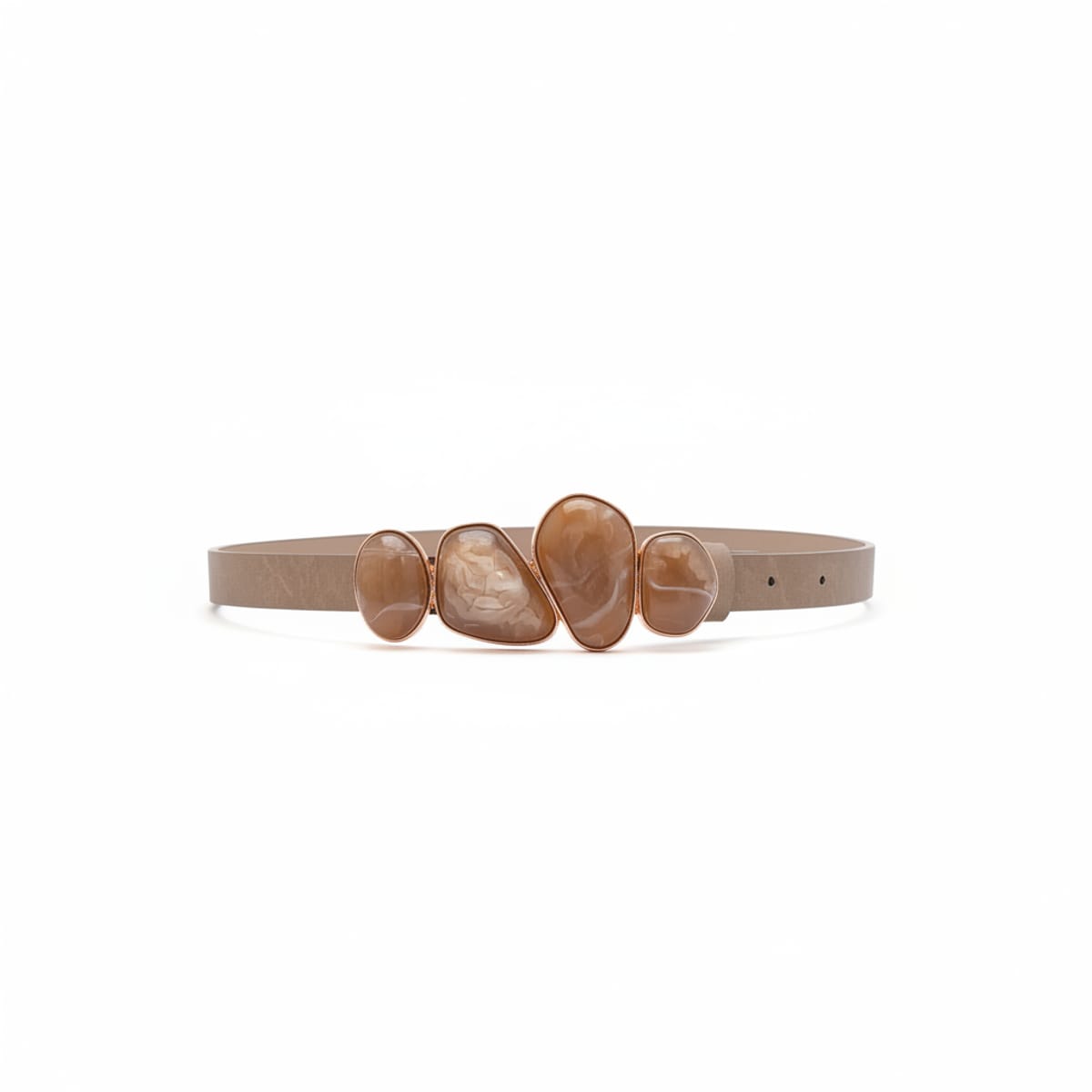 Cintura donna fibbia 4 pietre 2cm - Beige