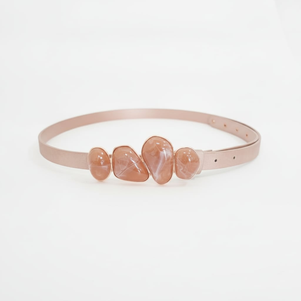 Cintura donna fibbia 4 pietre 2cm - Rosa