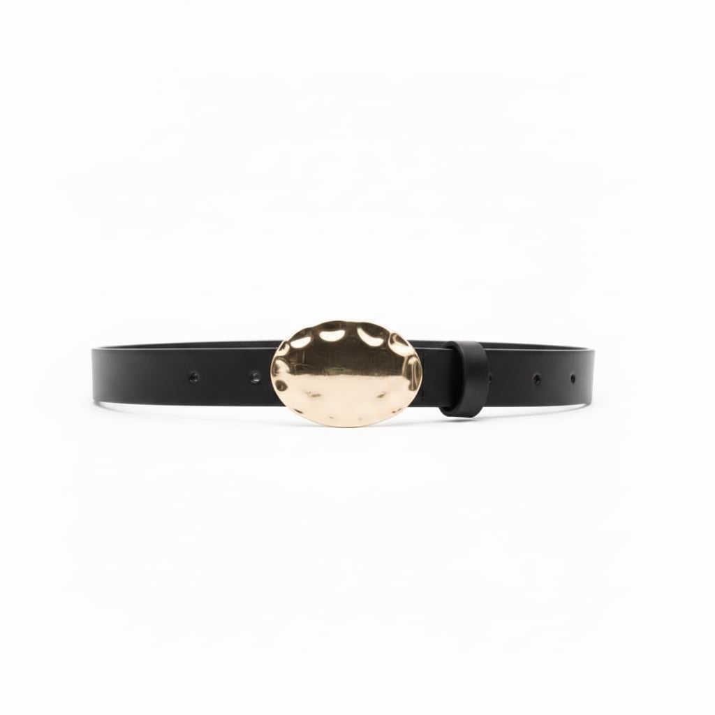 Cintura donna fibbia ovale piena 2,5cm - Nero