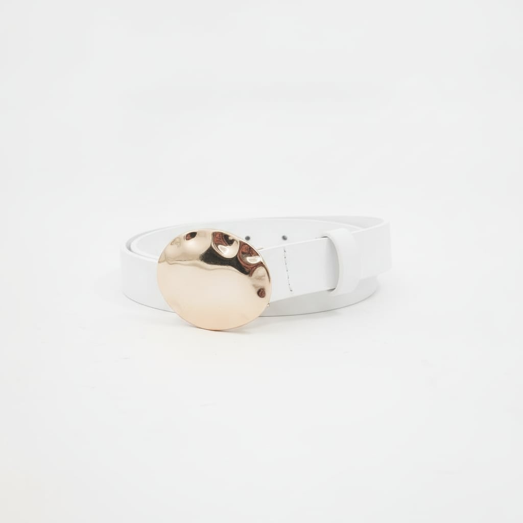 Cintura donna fibbia ovale piena 2,5cm - Bianco sporco