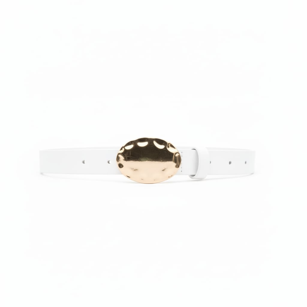 Cintura donna fibbia ovale piena 2,5cm - Bianco sporco