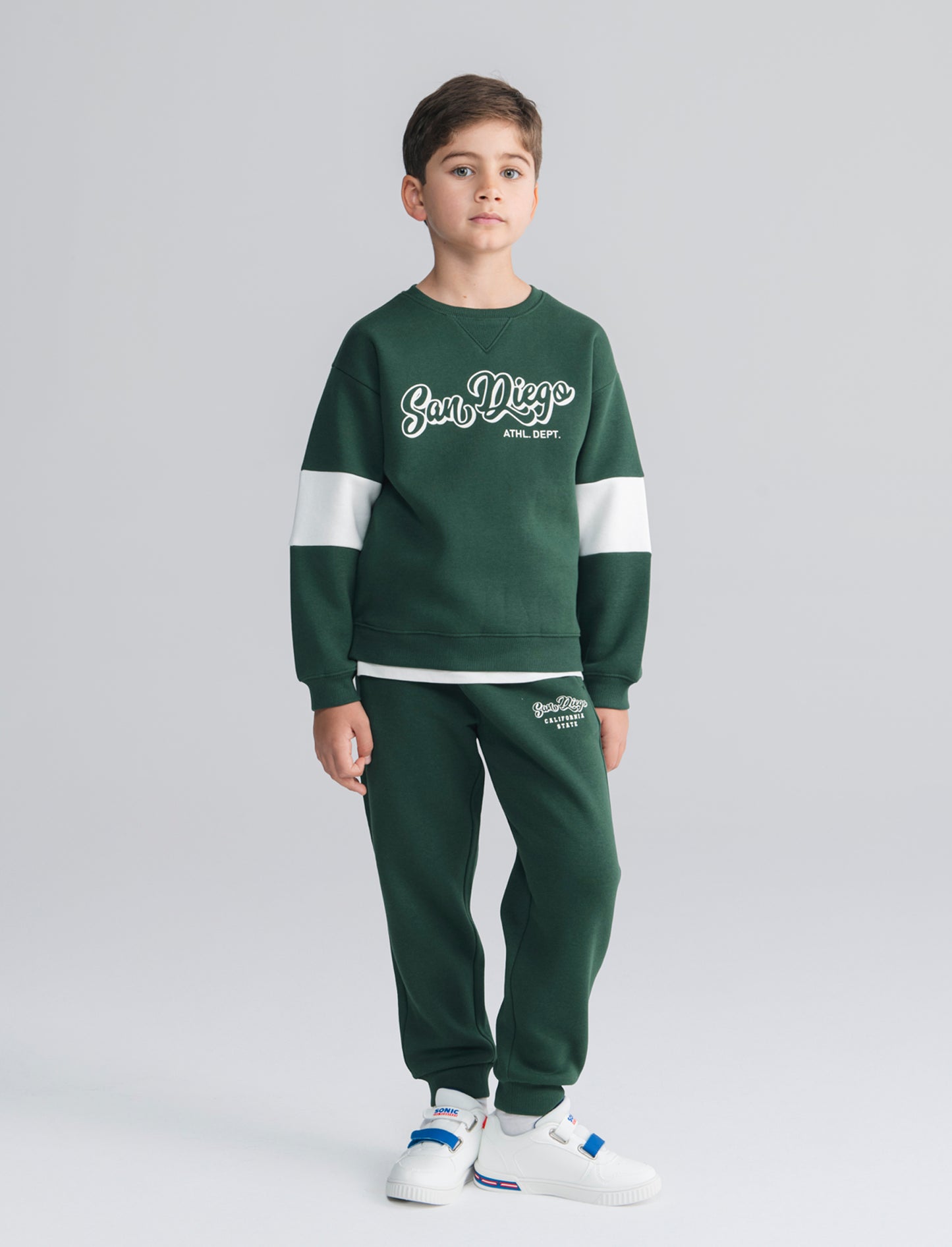 Felpa girocollo con stampa e tagli - Verde abete