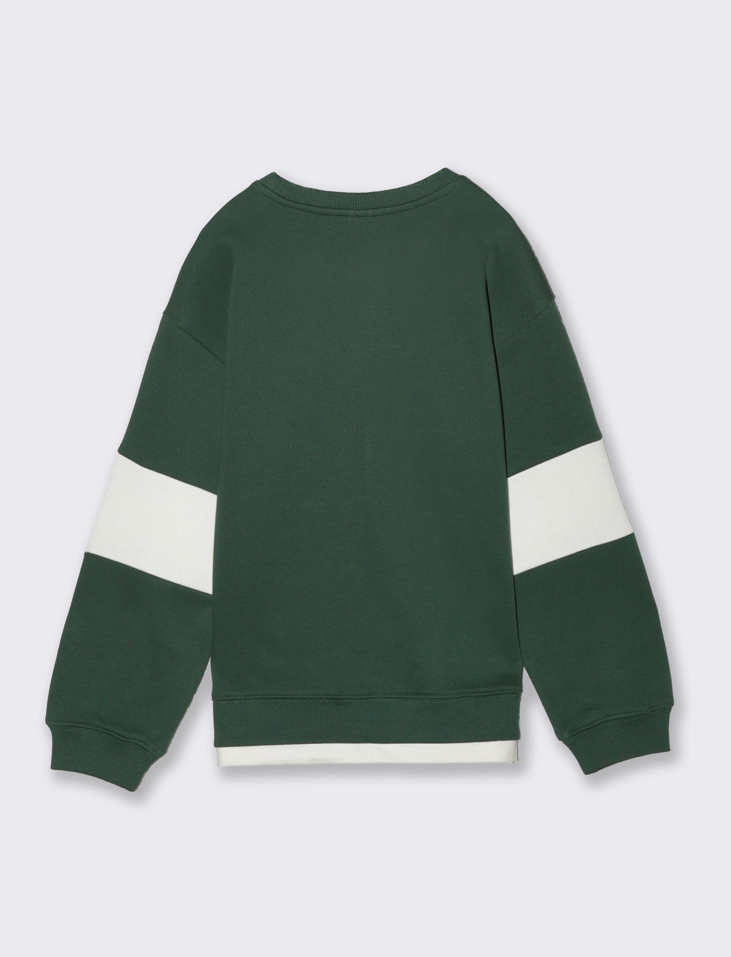 Felpa girocollo con stampa e tagli - Verde abete