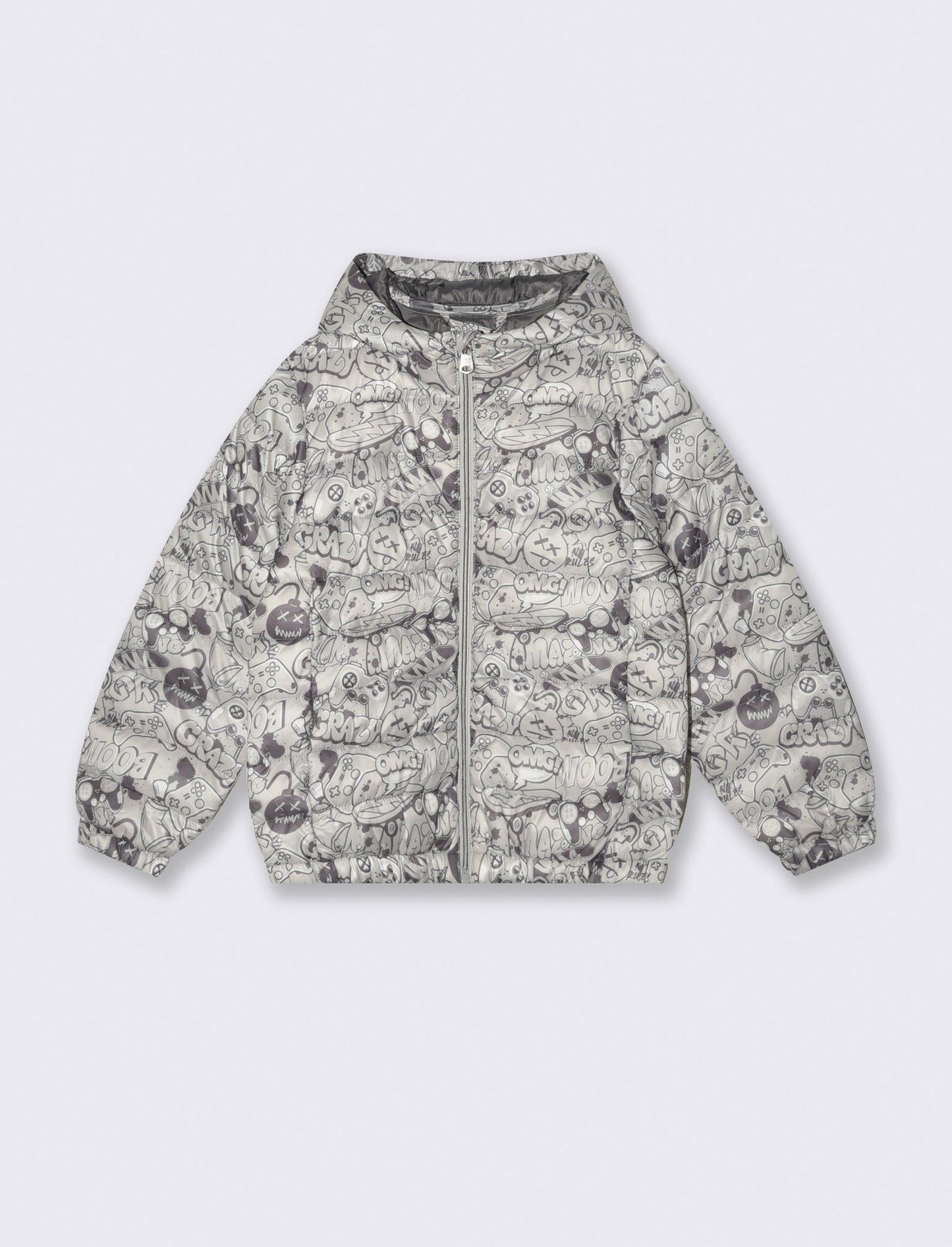 Lightweight Hooded Jacket with Zip - Grey