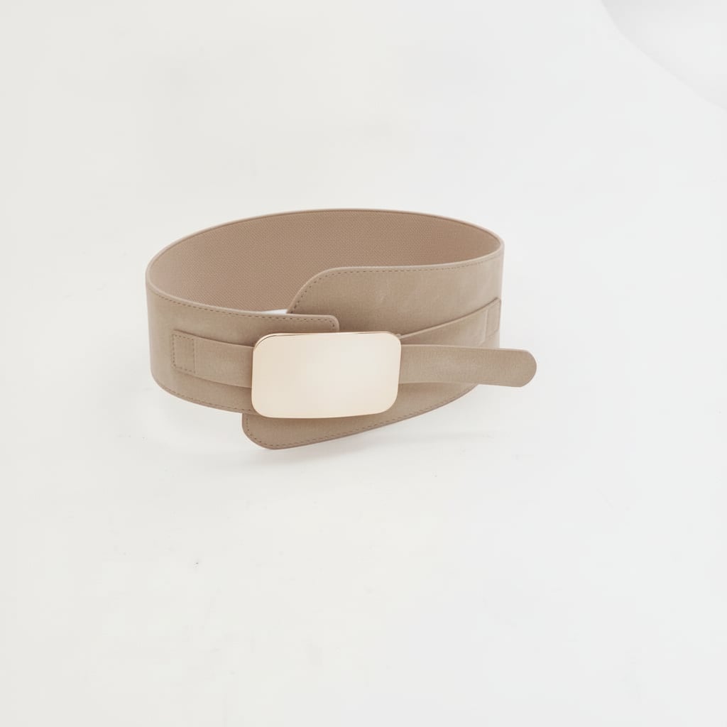 Cinturone donna elastico fibbia rettangolare - Beige