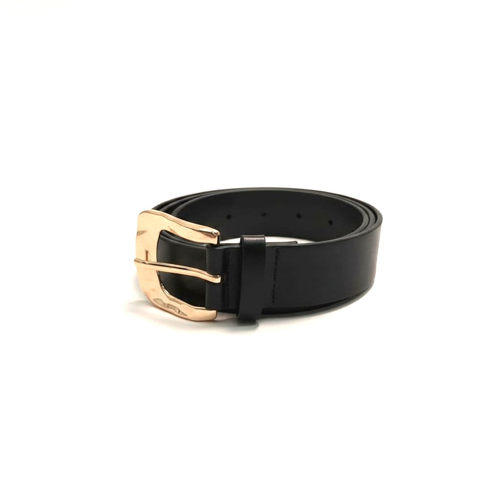 Cintura donna basic fibbia martellata - Nero