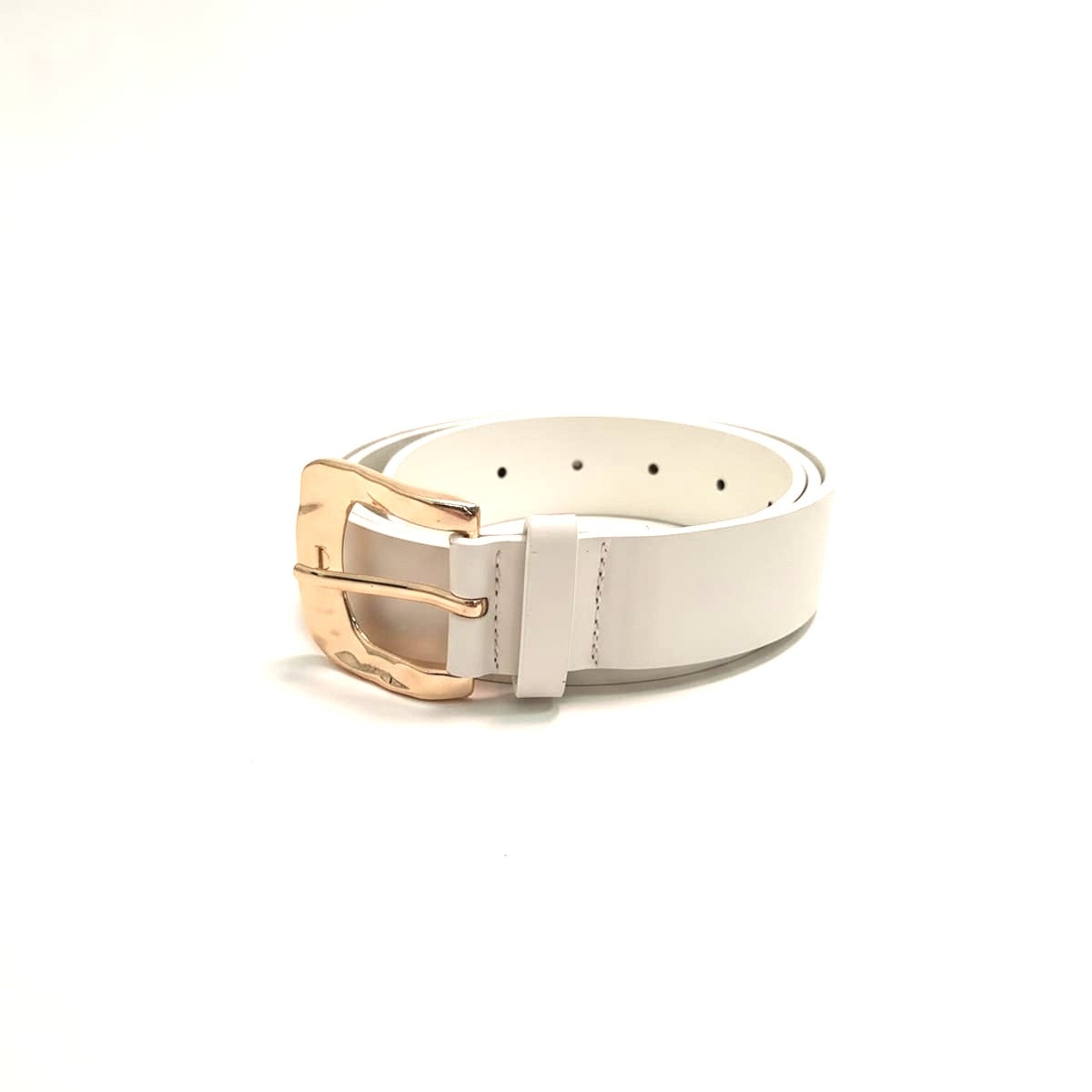 Cintura donna basic fibbia martellata - Bianco
