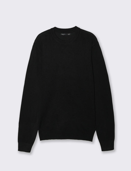 Maglia girocollo in filato premium - Nero