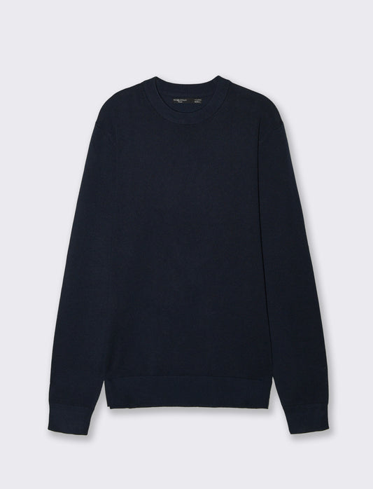Maglia girocollo in filato premium - Blu