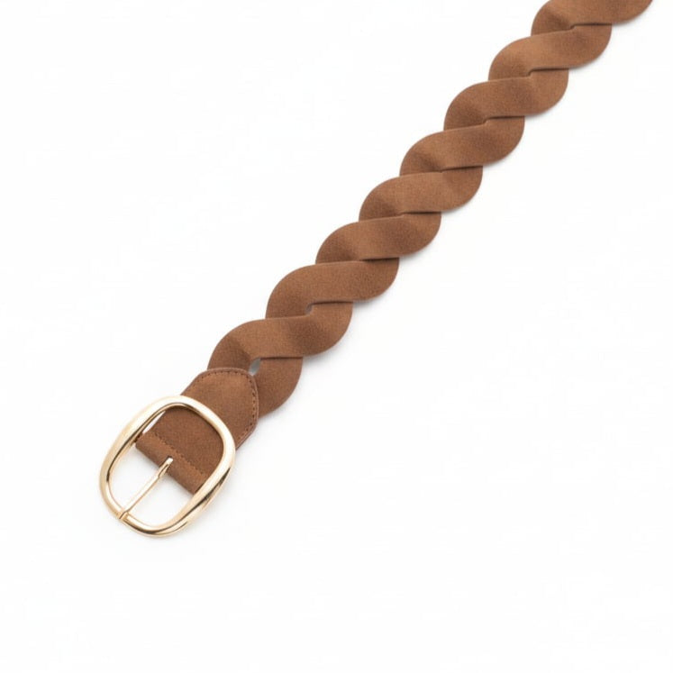 Cintura donna intrecciata suede - Beige