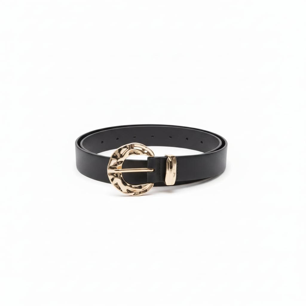 Cintura donna liscia passante fibbia metallo - Nero