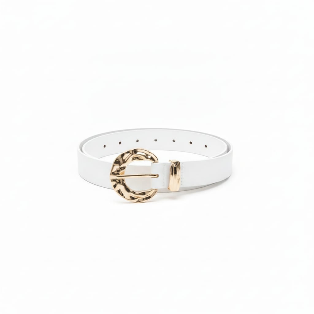 Cintura donna liscia passante fibbia metallo - Bianco