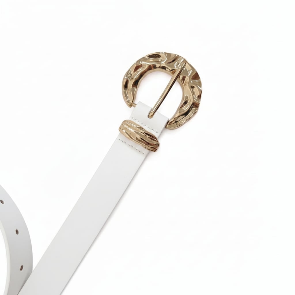 Cintura donna liscia passante fibbia metallo - Bianco