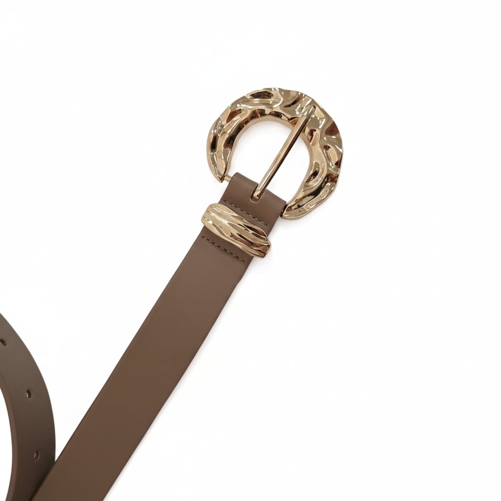 Cintura donna liscia passante fibbia metallo - Grigio fango
