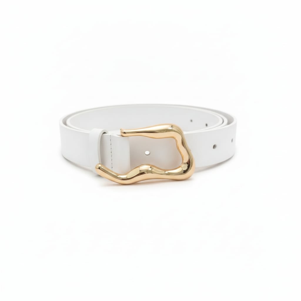 Cintura donna fibbia asimmetrica ovale - Bianco