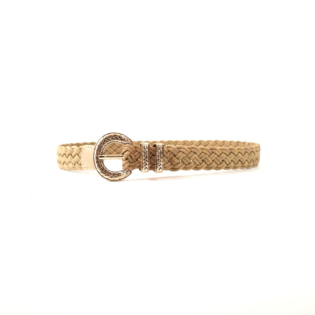 Cintura donna sottile intreccio laterale - Beige