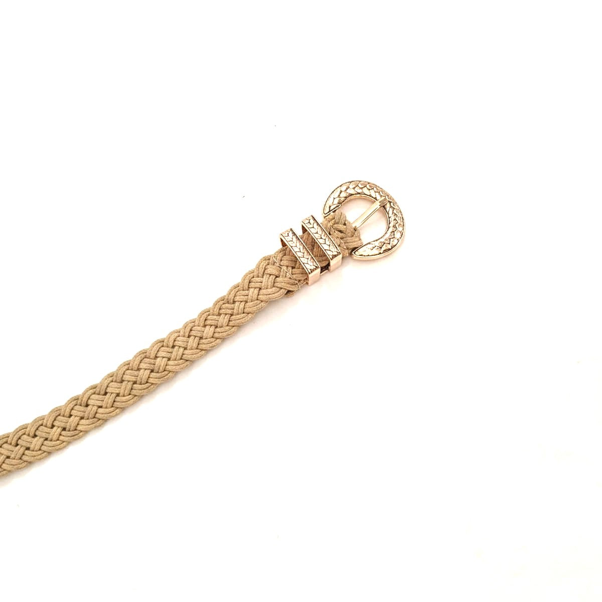 Cintura donna sottile intreccio laterale - Beige