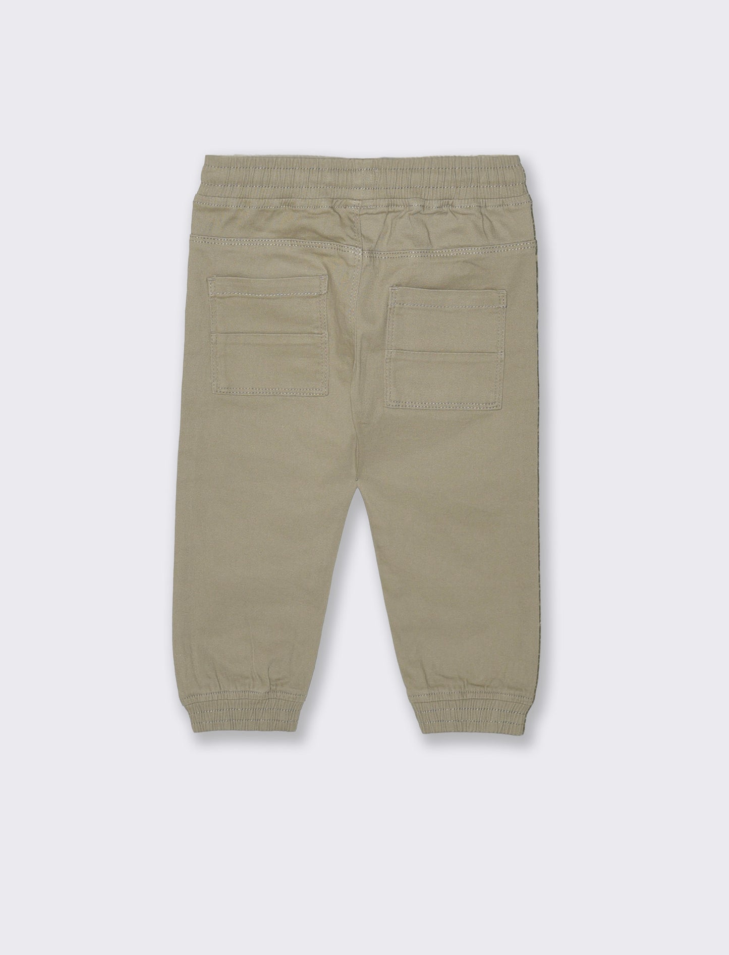 Wide Leg Pants with Drawstring and Elastic - Beige