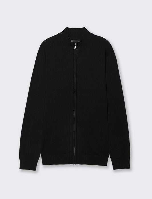 Maglia Cardigan Mezzo Collo Premium - Nero