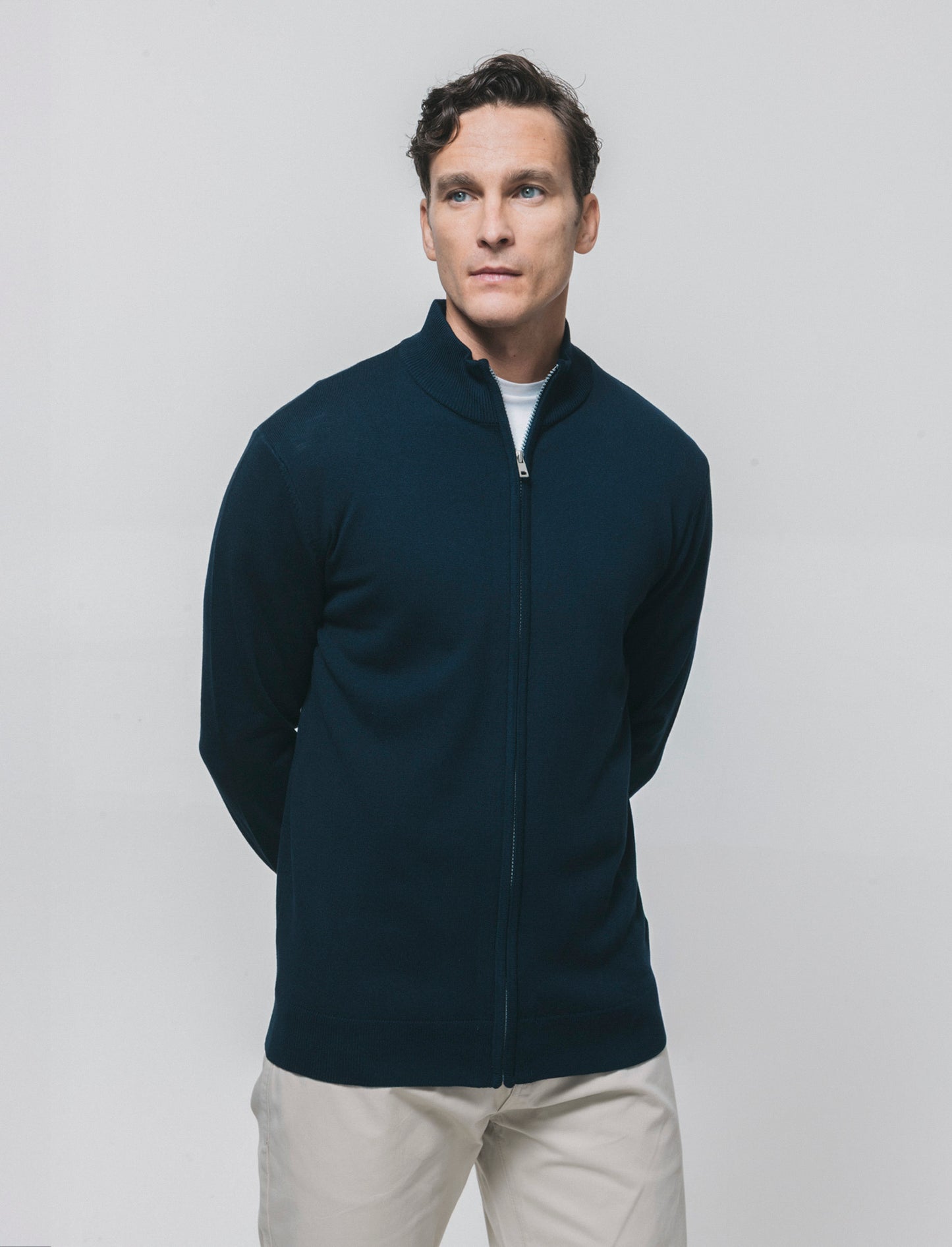 Premium Half Neck Cardigan Sweater - Blue