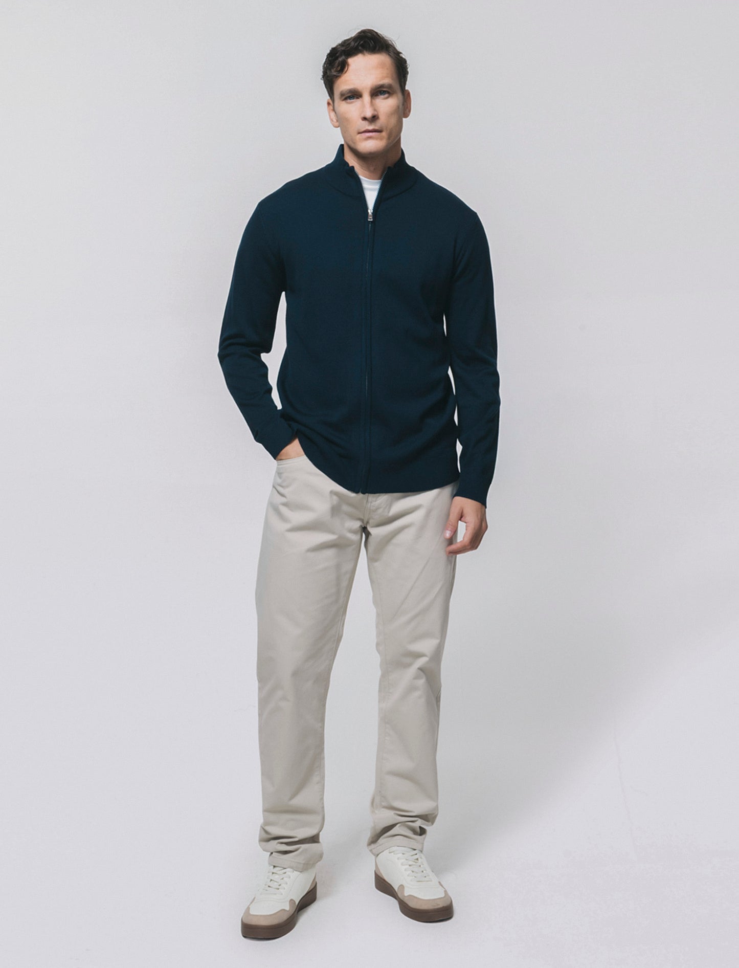 Premium Half Neck Cardigan Sweater - Blue